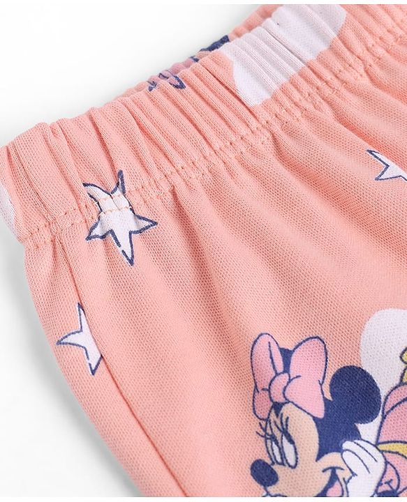 Babyhug Disney 100% Cotton Interlock Knit Full Length Diaper Leggings with Minnie Mouse Graphic Print Pack of 2 - Pink