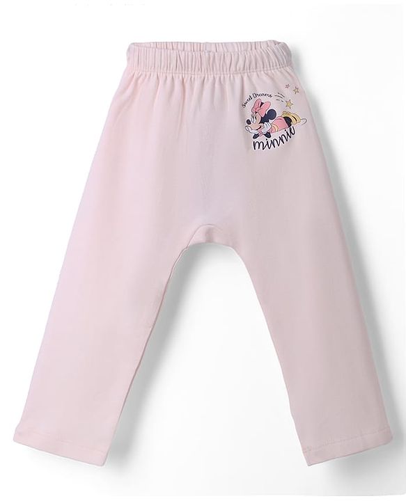 Babyhug Disney 100% Cotton Interlock Knit Full Length Diaper Leggings with Minnie Mouse Graphic Print Pack of 2 - Pink