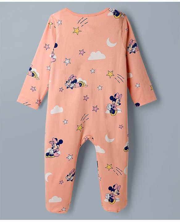 Babyhug Disney Preemie Interlock Knit Full Sleeves Sleep Suit with Minnie Mouse Print Pack of 2 - Pink
