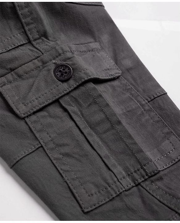 Babyhug Twill Woven Full Length Trousers with Stretch & Pockets - Grey