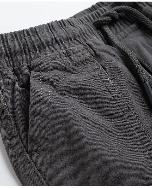 Babyhug Twill Woven Full Length Trousers with Stretch & Pockets - Grey