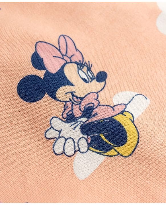 Babyhug Disney Interlock Knit Full Sleeves Jhablas with Minnie Mouse Graphics Pack of 2 - Peach & Cream