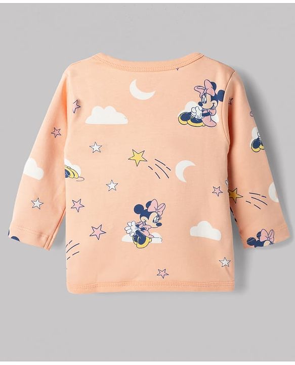Babyhug Disney Interlock Knit Full Sleeves Jhablas with Minnie Mouse Graphics Pack of 2 - Peach & Cream