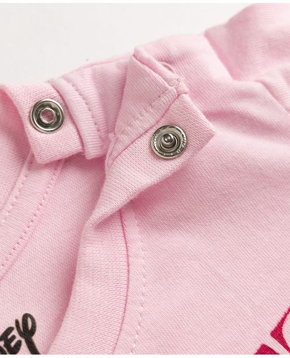 Babyhug Disney Single Jersey Knit Full Sleeves T-Shirt & Pyjama Night Suit with Minnie Mouse Print - Pink