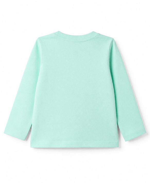 Babyhug Disney 100% Cotton Single Jersey Knit Full Sleeves T-Shirt & Pyjama Night Suit with Mickey Minnie Mouse Graphics - Sea Green