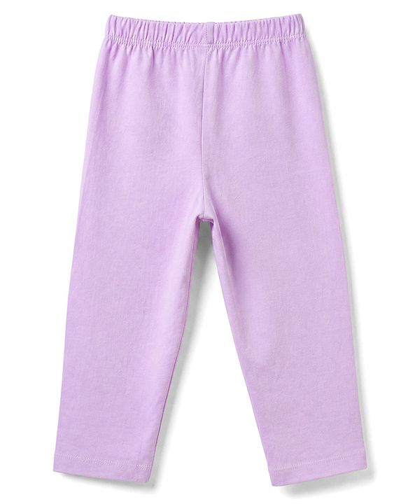 Babyhug Disney 100% Cotton Single Jersey Knit Full Sleeve T-Shirt Pyjama Night Suit With Minnie & Friends Graphic in Purple