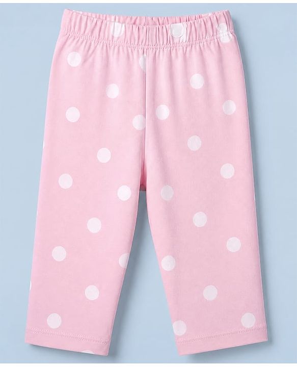 Babyhug Disney 100% Cotton Single Jersey Knit Full Sleeves T-Shirt & Pyjama Night Suit with Polka Dots & Minnie Mouse Print - White