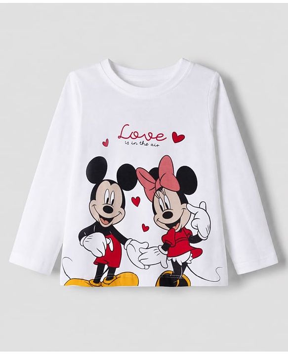 Babyhug Disney 100% Cotton Single Jersey Knit Full Sleeve T Shirt Pyjama Set With Minnie & Friends Graphic Print - Navy Blue