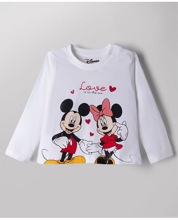 Babyhug Disney 100% Cotton Single Jersey Knit Full Sleeve T Shirt Pyjama Set With Minnie & Friends Graphic Print - Navy Blue