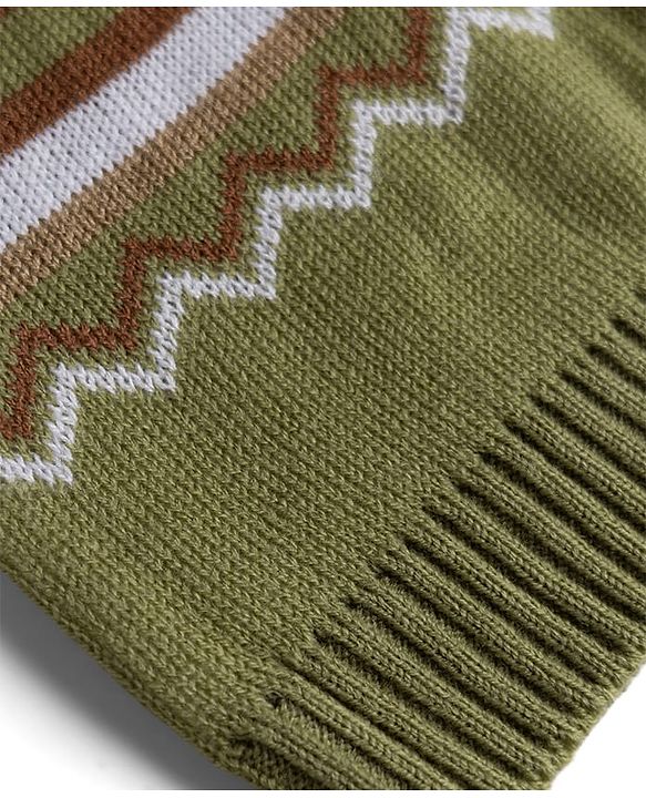 Babyhug Knit Full Sleeves Sweater Set With Bear Design - Olive Green