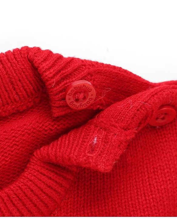 Babyhug Knit Full Sleeves Baby Sweater Set with Heart Design - Red