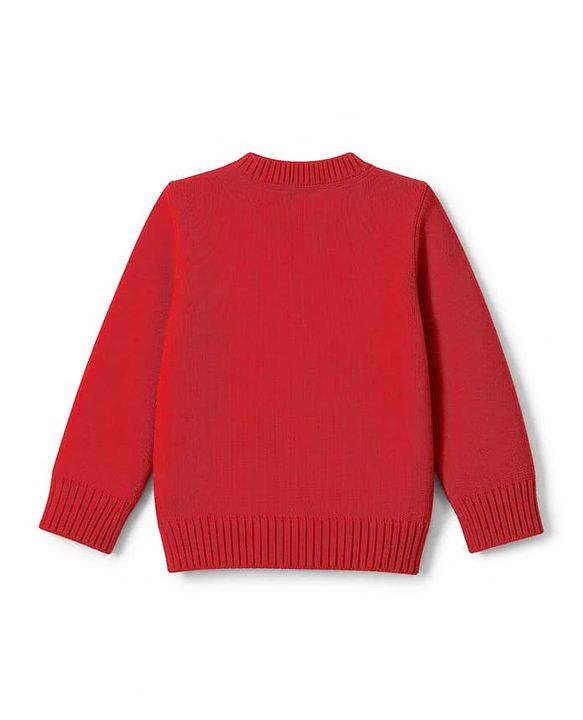 Babyhug Knit Full Sleeves Baby Sweater Set with Heart Design - Red