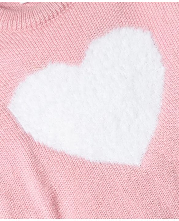 Babyhug Knit Full Sleeves Baby Sweater Set with Heart Design - Red