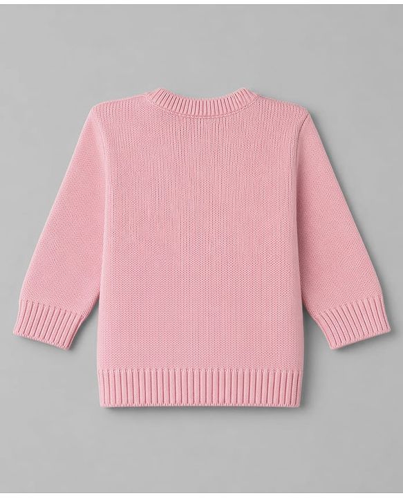 Babyhug Knit Full Sleeves Baby Sweater Set with Heart Design - Red