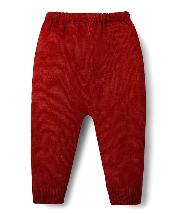 Babyhug Knit Full Sleeves Sweater Set With Cable Knit Design - Maroon