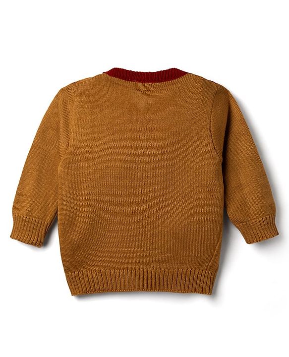 Babyhug Knit Full Sleeves Sweater Set With Cable Knit Design - Maroon