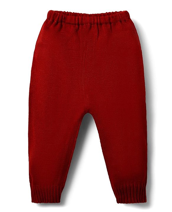 Babyhug Knit Full Sleeves Sweater Set With Cable Knit Design - Maroon