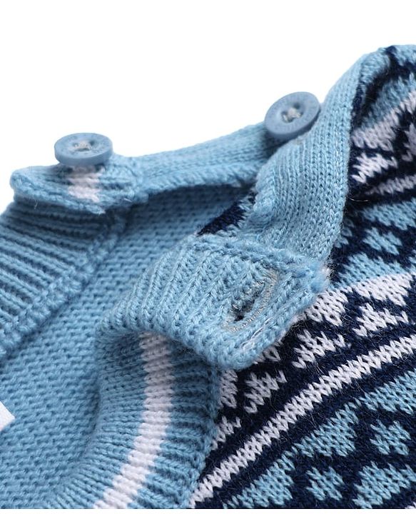 Babyhug Knit Full Sleeves Argyle Design Sweater Set - Light Blue