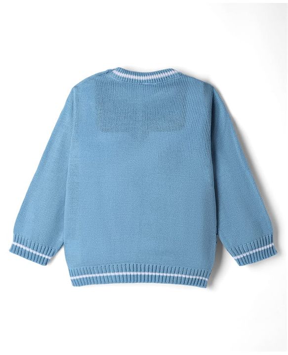 Babyhug Knit Full Sleeves Argyle Design Sweater Set - Light Blue