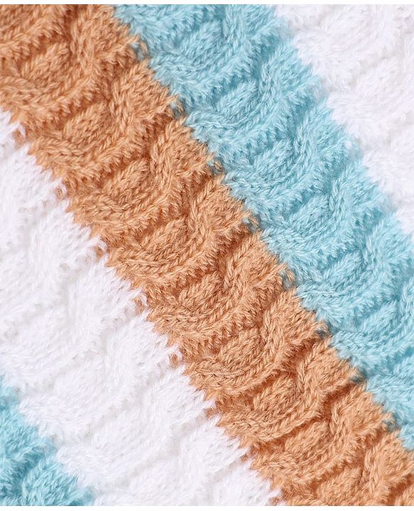 Babyhug Knit Full Sleeves Striped Sweater Set - Rust Orange