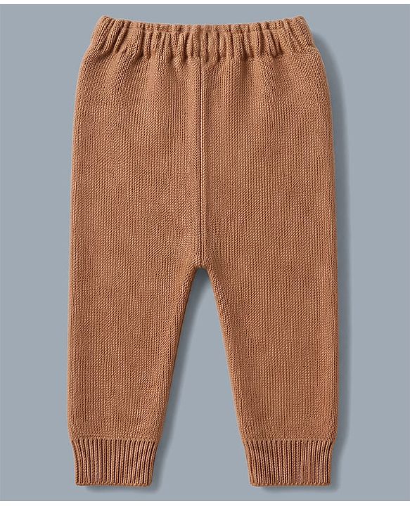 Babyhug Knit Full Sleeves Striped Sweater Set - Rust Orange
