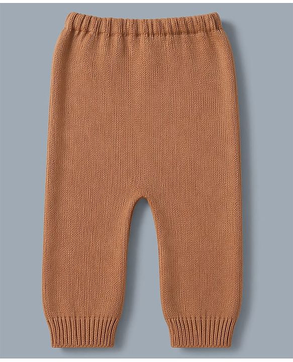 Babyhug Knit Full Sleeves Striped Sweater Set - Rust Orange