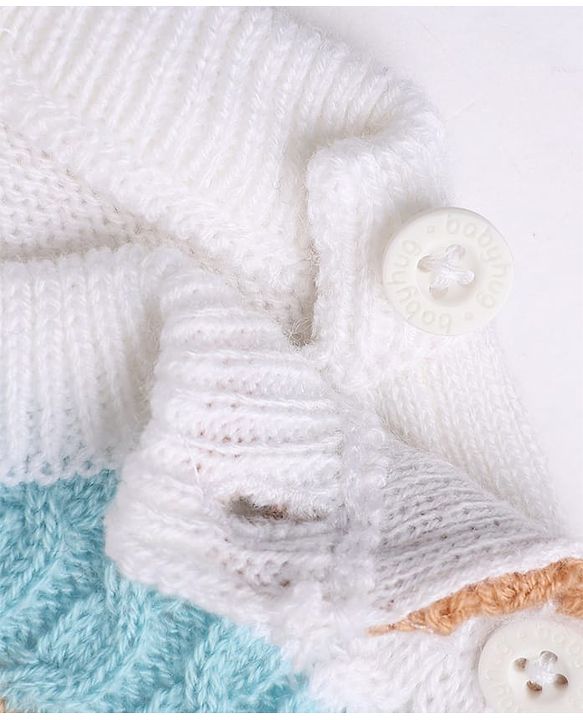 Babyhug Knit Full Sleeves Striped Sweater Set - Rust Orange