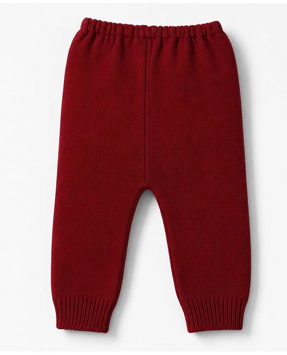 Babyhug Knit Full Sleeves Sweater Set with Heart & Christmas Theme Design - Red