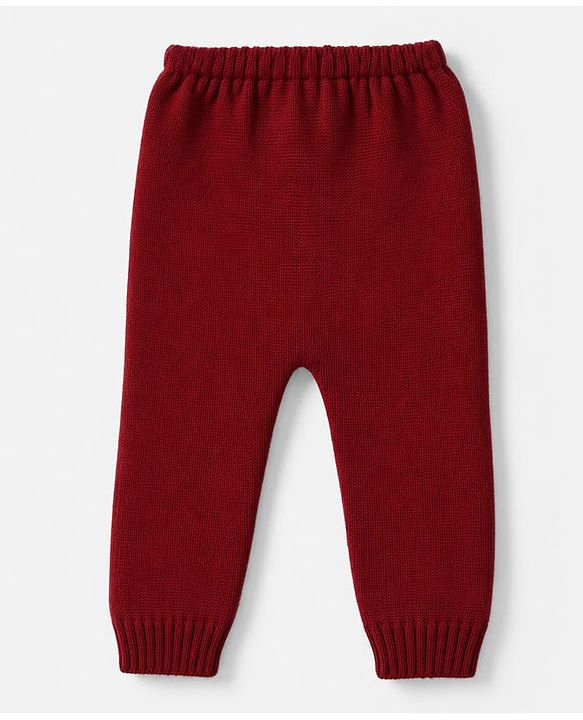 Babyhug Knit Full Sleeves Sweater Set with Heart & Christmas Theme Design - Red