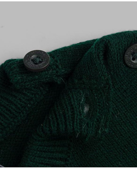 Babyhug Knit Full Sleeves Sweater Set with Geometric Design - Dark Green
