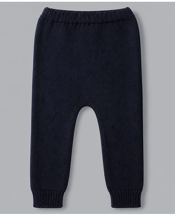 Babyhug Knit Full Sleeves Striped Hooded Sweater Set - Navy Blue
