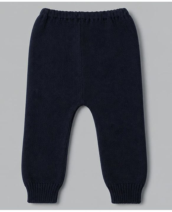 Babyhug Knit Full Sleeves Striped Hooded Sweater Set - Navy Blue