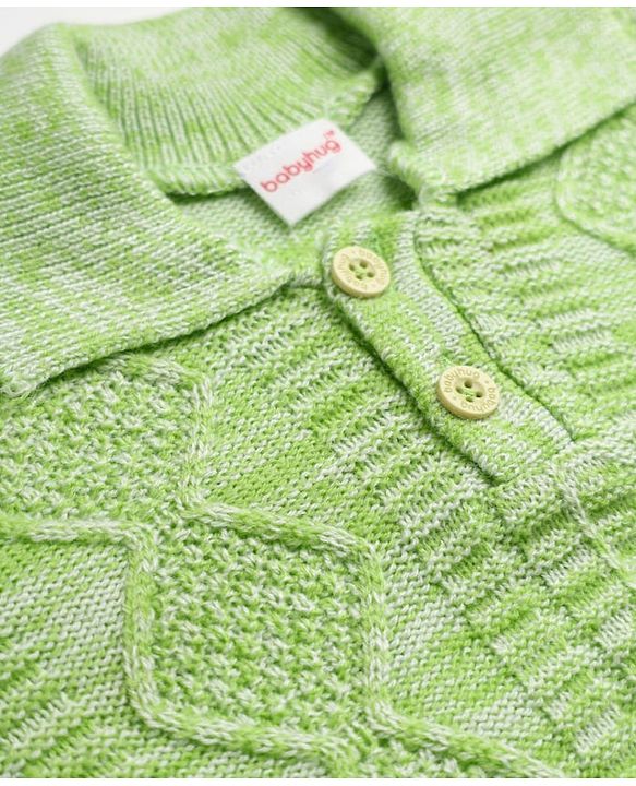 Babyhug Cable Knit Full Sleeves Sweater Set - Limegreen
