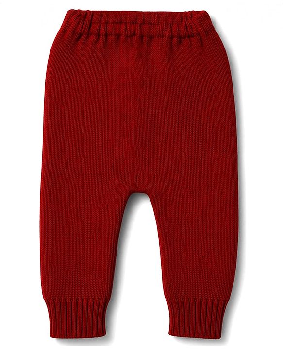 Babyhug Knit Full Sleeves Solid Sweater Set - Red