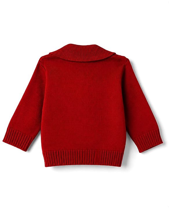 Babyhug Knit Full Sleeves Solid Sweater Set - Red