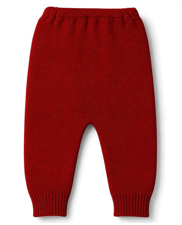 Babyhug Knit Full Sleeves Solid Sweater Set - Red