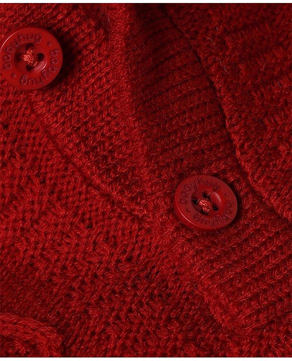 Babyhug Knit Full Sleeves Solid Sweater Set - Red