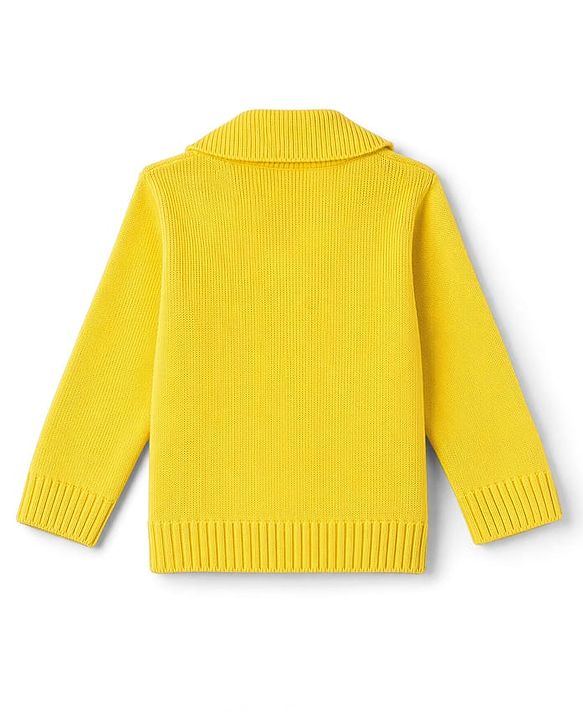 Babyhug Knit Full Sleeves Solid  Sweater Set - Yellow