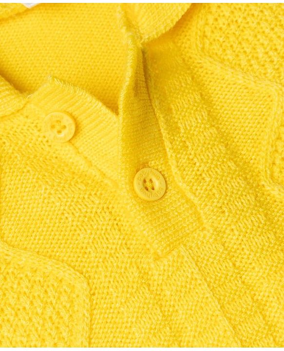 Babyhug Knit Full Sleeves Solid  Sweater Set - Yellow