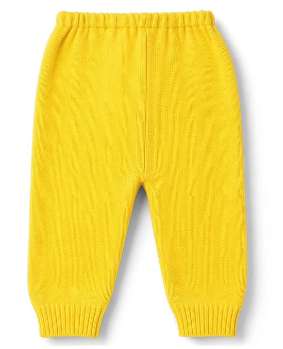 Babyhug Knit Full Sleeves Solid  Sweater Set - Yellow