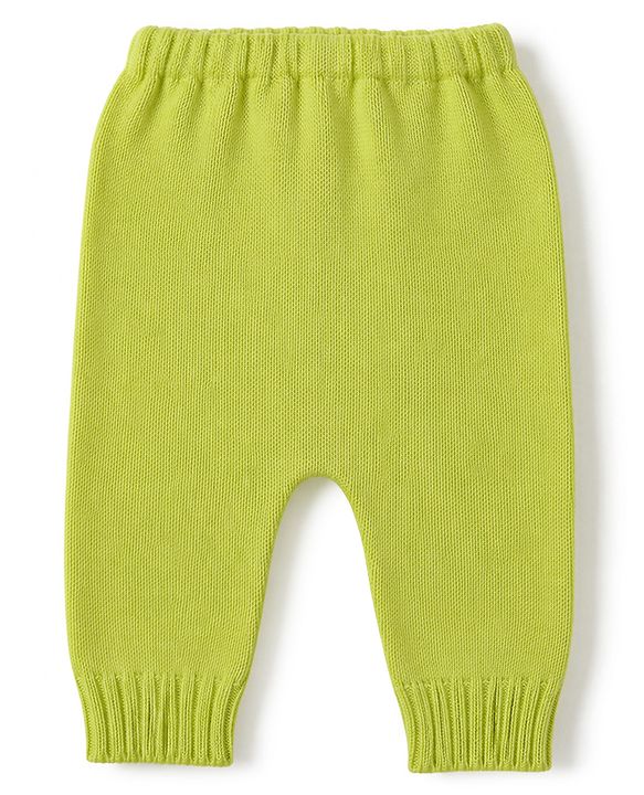 Babyhug Knit Full Sleeves Sweater Set With Cable Knit Design - Lime Green