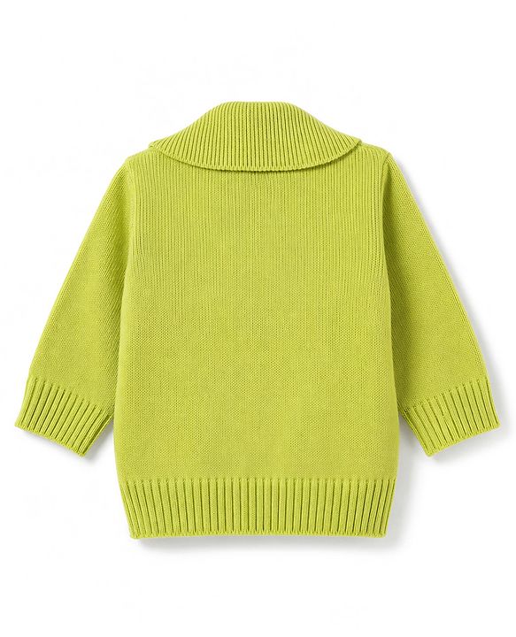 Babyhug Knit Full Sleeves Sweater Set With Cable Knit Design - Lime Green