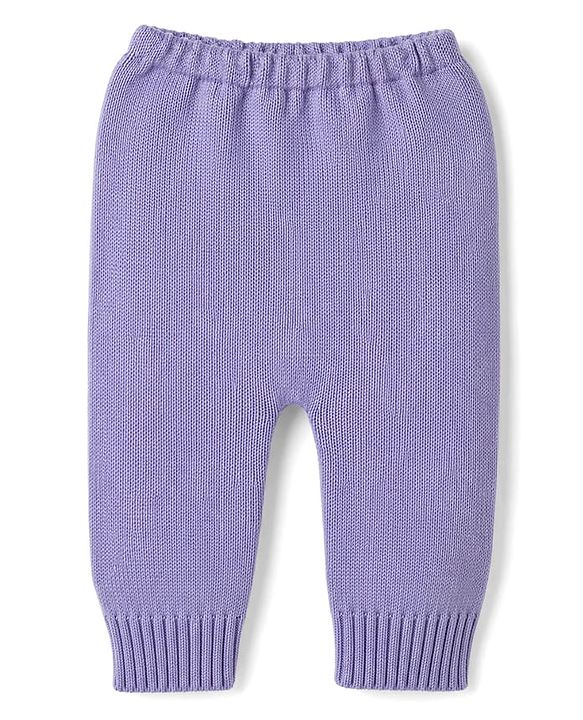 Babyhug Knit Full Sleeves Cable Knit Design Sweater Set - Lavender