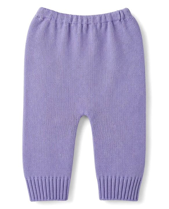 Babyhug Knit Full Sleeves Cable Knit Design Sweater Set - Lavender