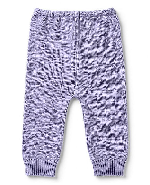 Babyhug Knit Full Sleeves  Sweater Set With Heart Design - Lavender
