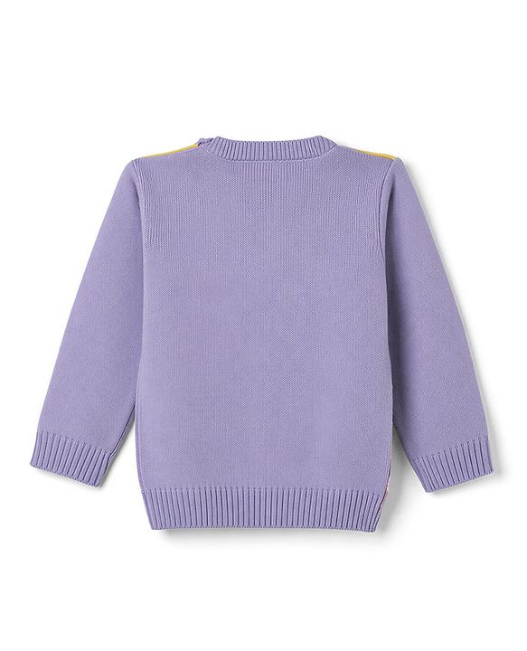 Babyhug Knit Full Sleeves  Sweater Set With Heart Design - Lavender