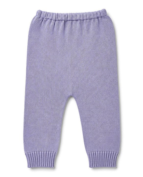 Babyhug Knit Full Sleeves  Sweater Set With Heart Design - Lavender