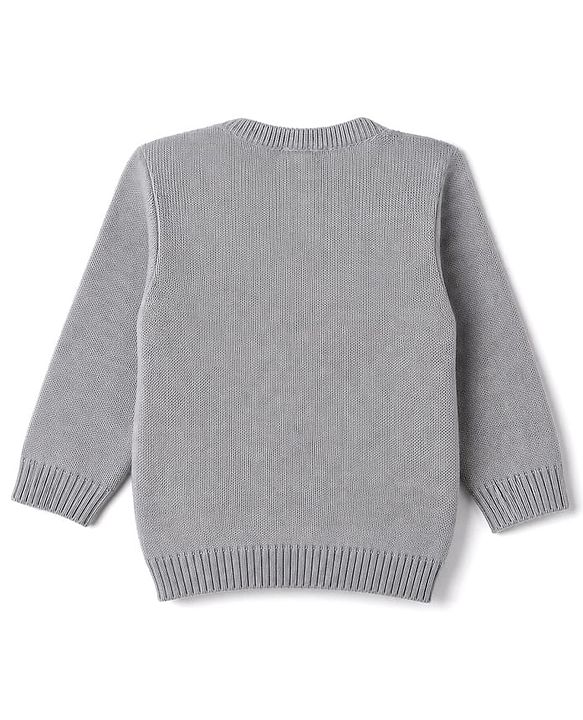 Babyhug Knit Full Sleeves Striped Sweater Set - Grey