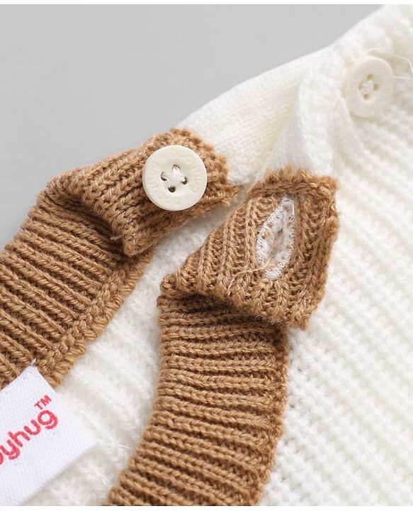 Babyhug Knit Pullover and Pant Sweater Set with Full Sleeves and Striped Pattern - Brown