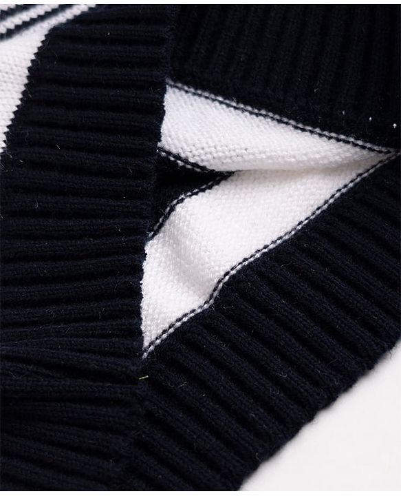 Babyhug Knit Full Sleeves Sweater Set With Full Length and Striped Design in Navy Blue